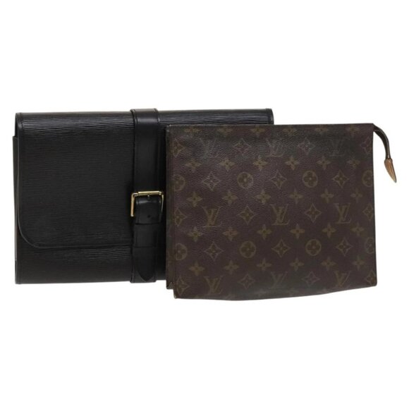 LOUIS VUITTON Monogram Epi Clutch Bag 2Set Black LV Auth ar13661 - Picture 1 of 16